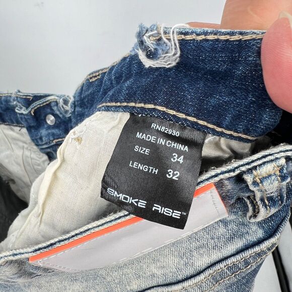 SMOKE RISE SLIM FIT MEN FASHION ENGINEERED DENIM JEANS SIZE 34 - Picture 6 of 8